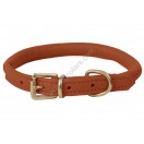 Ace Super Soft Rolled Italian Leather Dog Collar : TAN (brass buckle) 